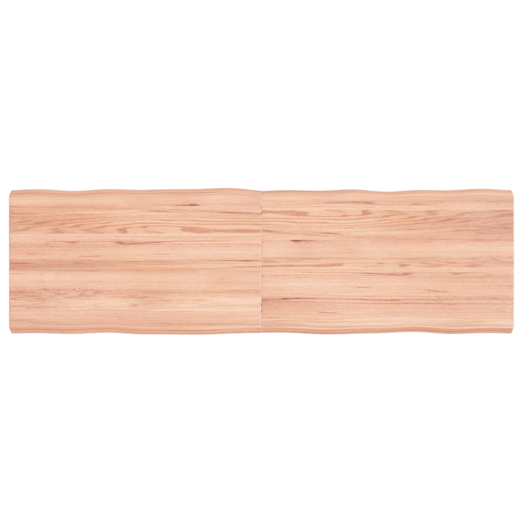 Tischplatte 140x40x4 cm Massivholz Eiche Behandelt Baumkante-1