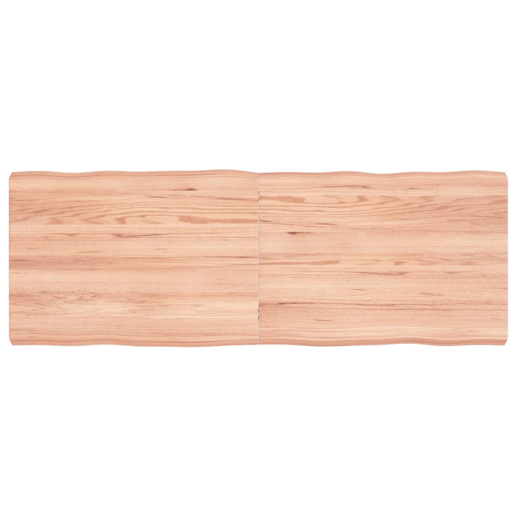 Tischplatte 140x50x6 cm Massivholz Eiche Behandelt Baumkante-1
