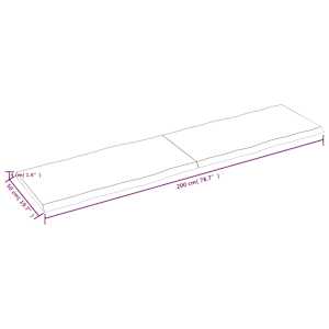 Stolní deska hnědá 200x50x(2-4)cm ošetřený dřevo živá hrana - obrázek 9