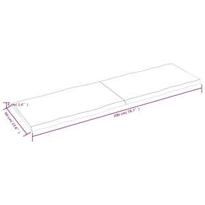 Stolní deska hnědá 200x60x(2-4)cm ošetřený dřevo živá hrana - obrázek 9