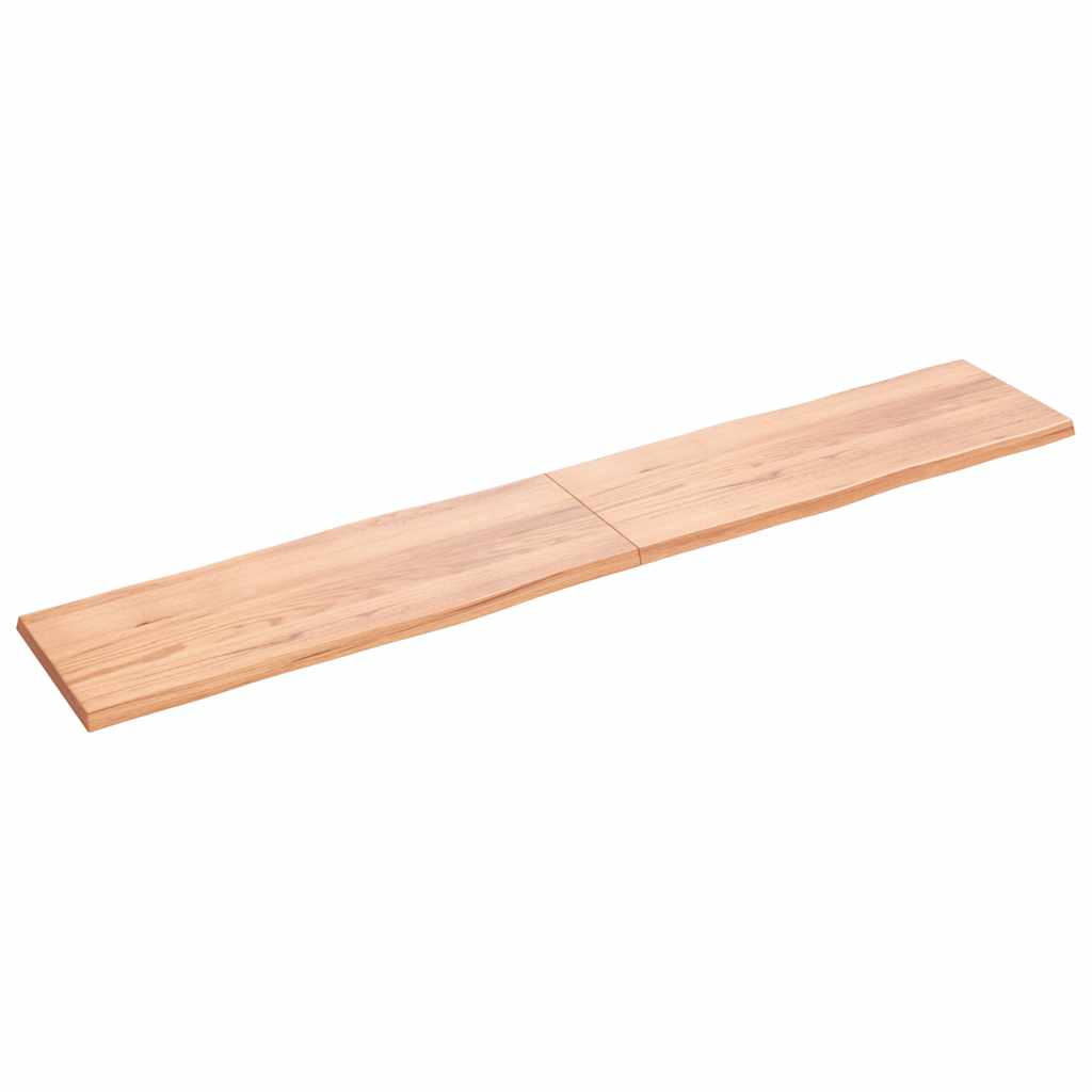 vidaXL Tafelblad natuurlijke rand 220x40x(2-4) cm eikenhout lichtbruin afbeelding