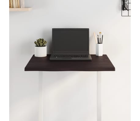 vidaXL Table Top Dark Brown 60x60x2 cm Treated Solid Wood Oak Live Edge