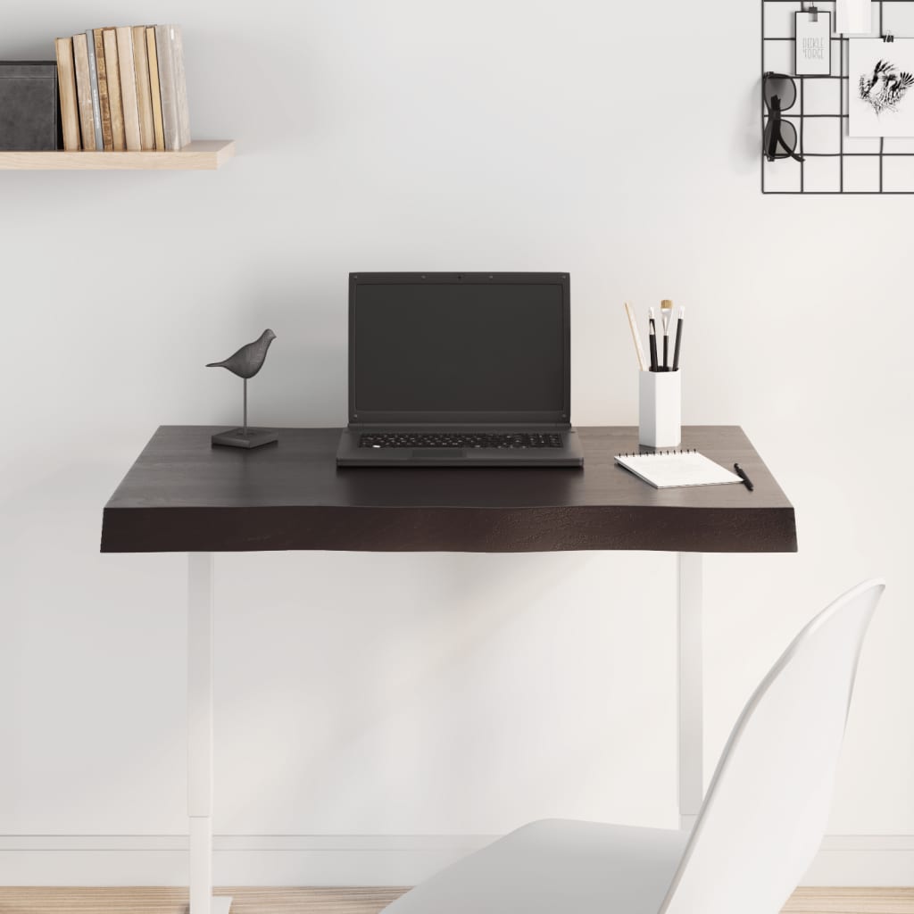 vidaXL Pöytälevy ruskea 80x40x(2-6)cm käsitelty täystammi elävä reuna
