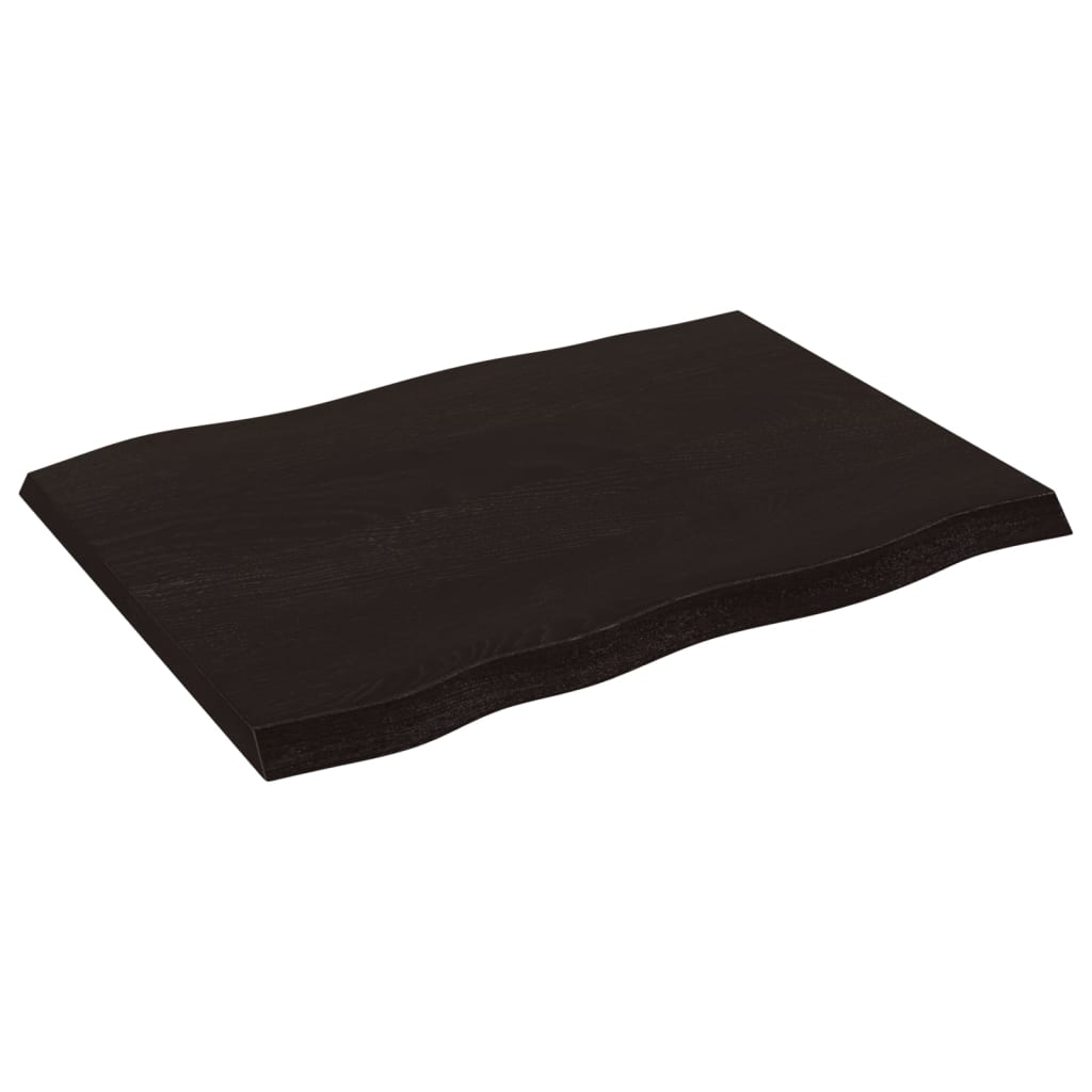 vidaXL Tafelblad natuurlijke rand 80x60x(2-4) cm eikenhout donkerbruin, foto 4