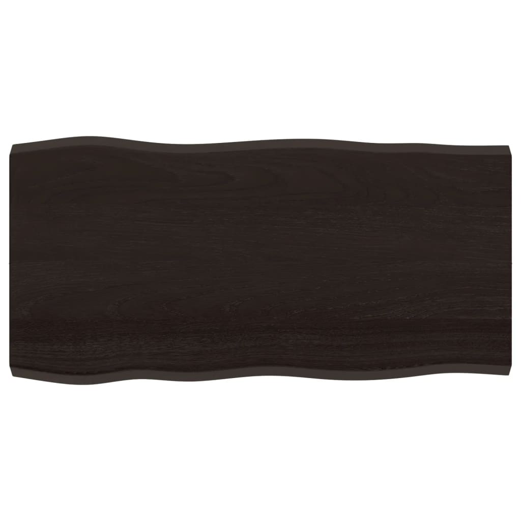 vidaXL Stolní deska tmavě hnědá 100x50x(2-4)cm ošetřený dub živá hrana