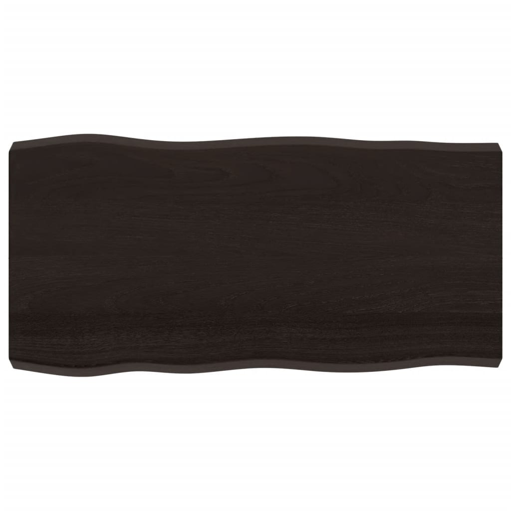 vidaXL Tafelblad natuurlijke rand 100x50x(2-6)cm eikenhout donkerbruin, foto 3