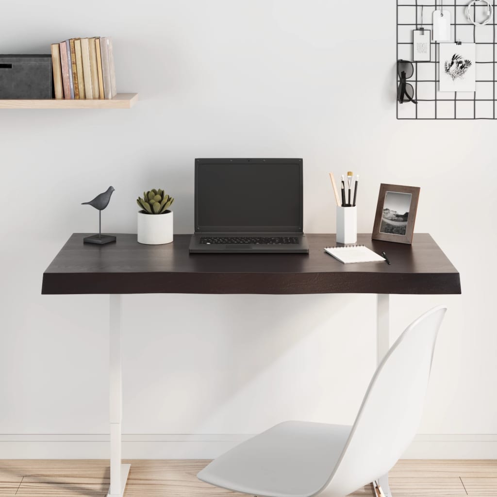 vidaXL sötétbarna kezelt tömör asztallap 100x60x(2-6) cm