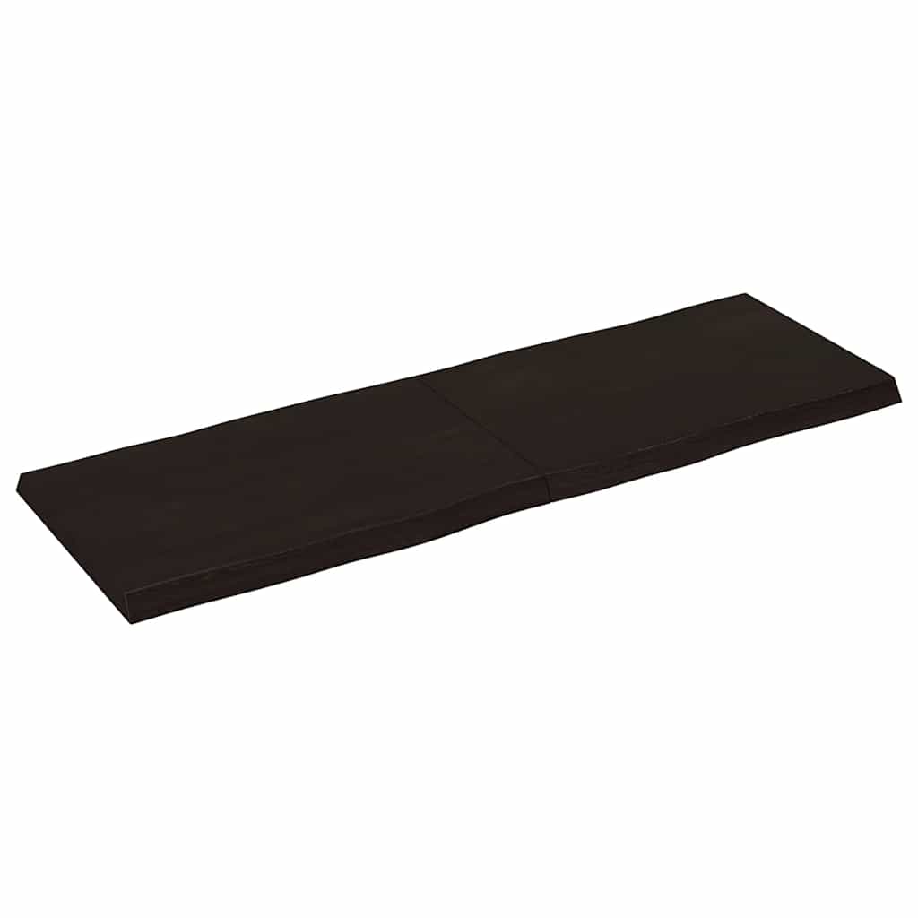 vidaXL Tafelblad natuurlijke rand 120x40x(2-4)cm eikenhout donkerbruin afbeelding