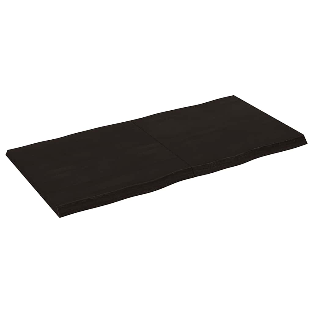 vidaXL Tafelblad natuurlijke rand 120x60x(2-4)cm eikenhout donkerbruin afbeelding