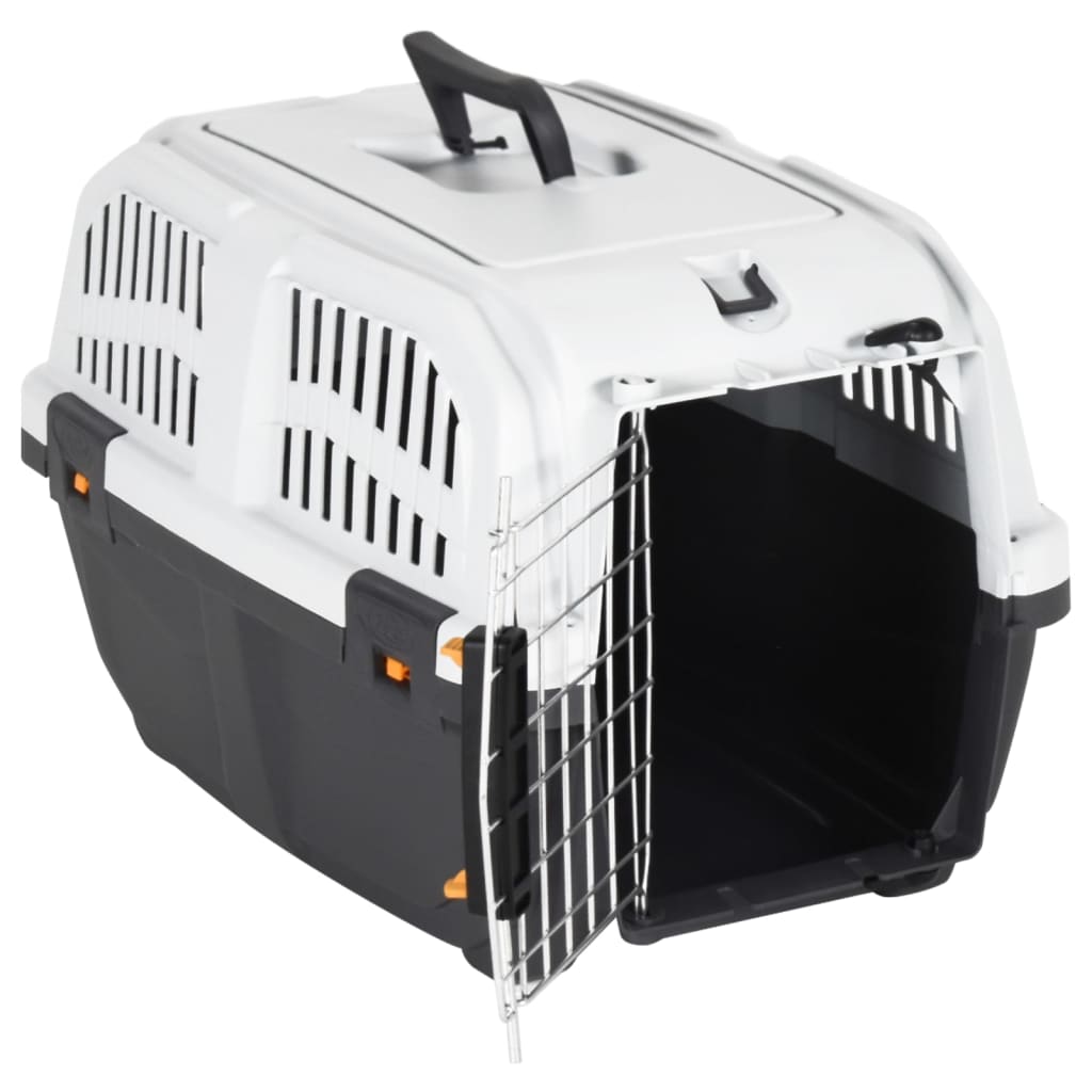 vidaXL Cutie transport animale ușă metalică 48x31,5x31cm polipropilenă