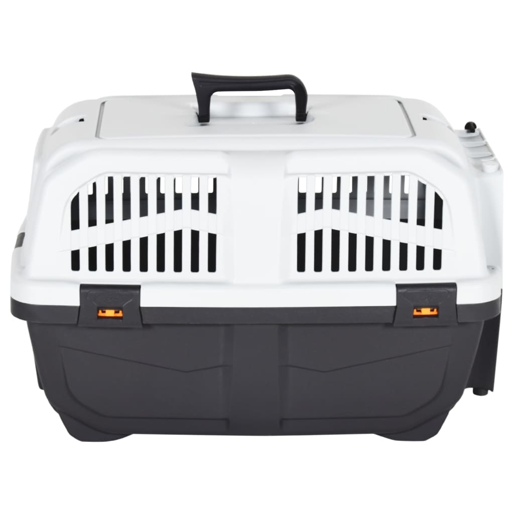Cage de transport en plastique noir et porte en métal pour chien - 55x36x35 cm