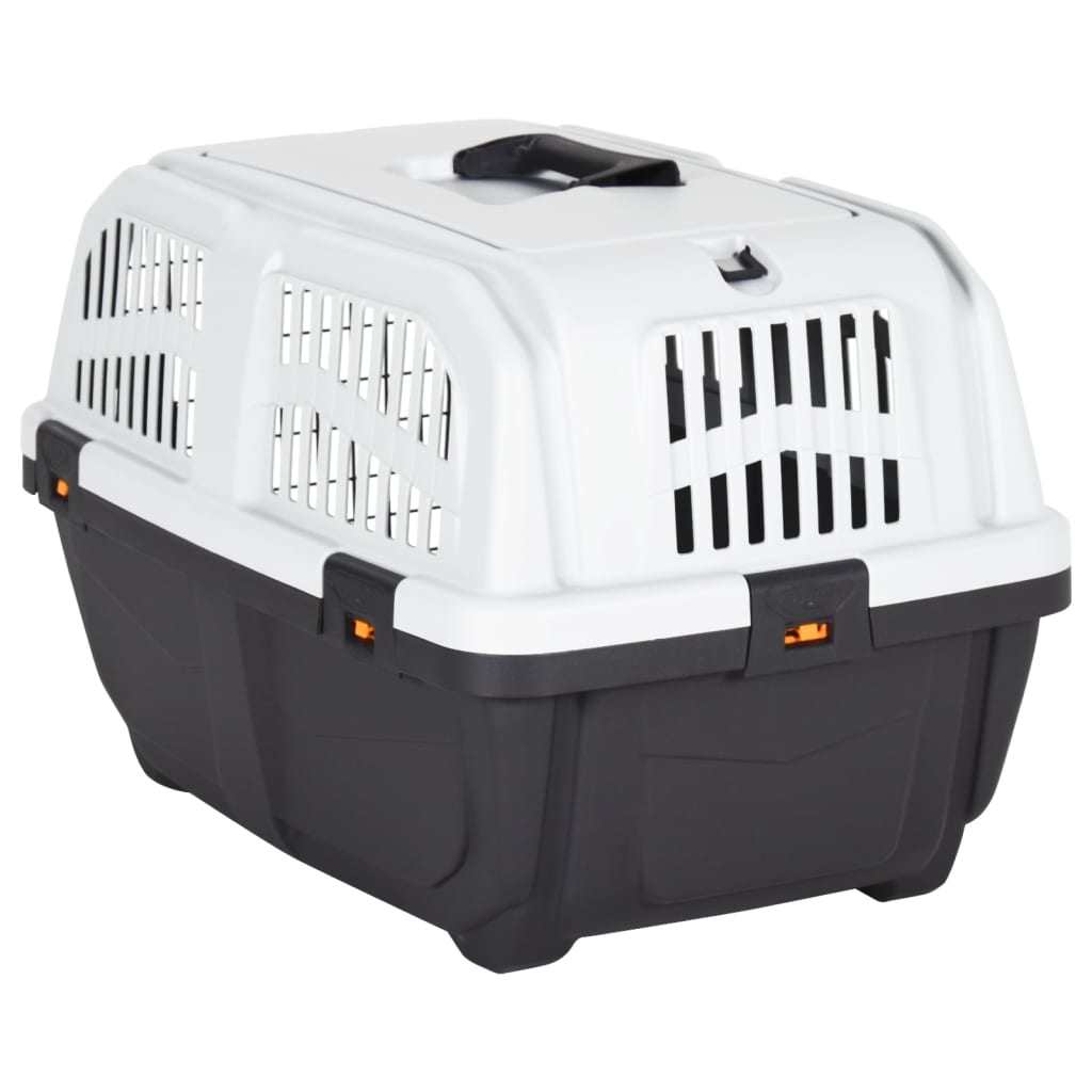 Cage de transport en plastique noir et porte en métal pour chien - 60x40x39 cm