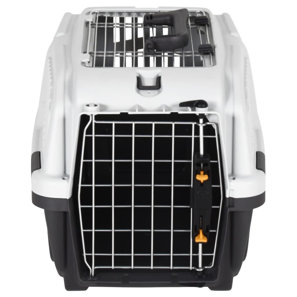 Cage de transport en plastique noir et porte en métal pour chien - 48x31,5x31 cm