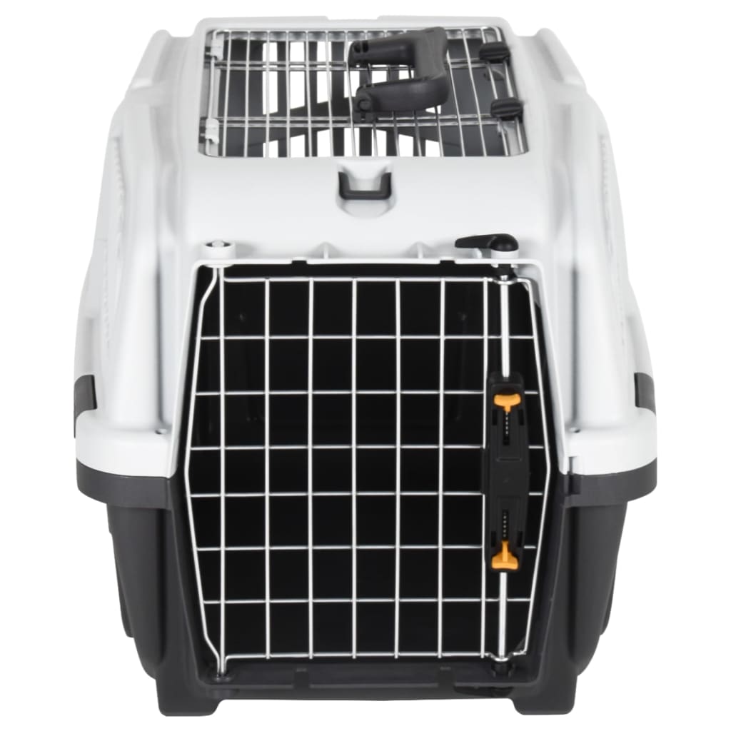 Cage de transport en plastique noir et porte en métal pour chien - 55x36x35 cm