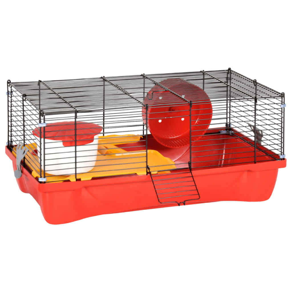 vidaXL Cușcă de hamsteri, roșu, 58x32x36 cm, polipropilenă și metal Accesorii pentru animale mici 2023-09-26