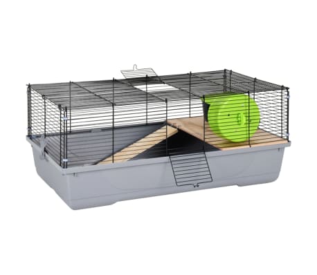 vidaXL Hamster Cage Grey 80x45x34 cm Polypropylene and Metal