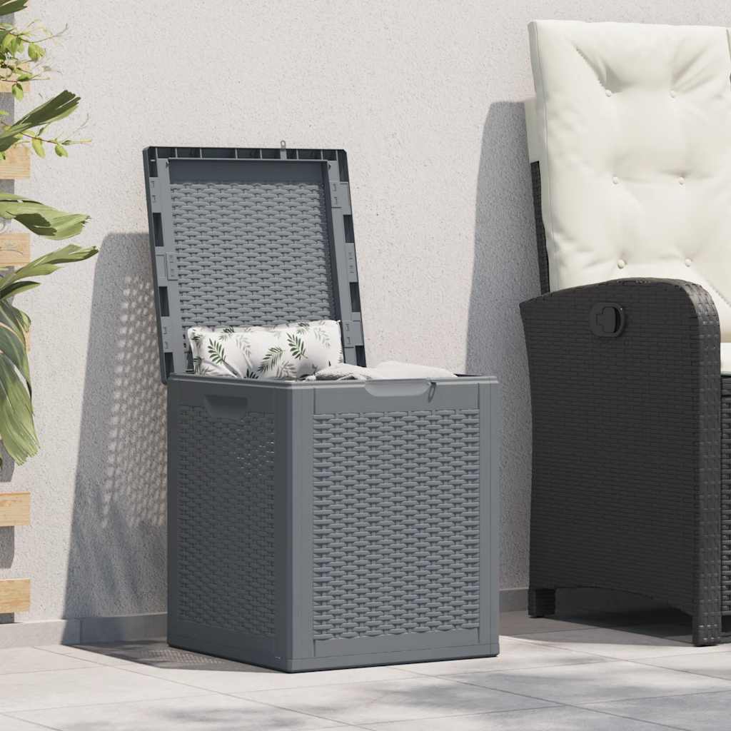 Záhradný úložný box sivý PP ratan 90 l 364059