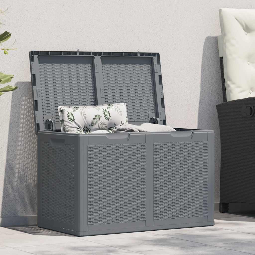 vidaXL Gartenbox Grau PP Rattan 180 L