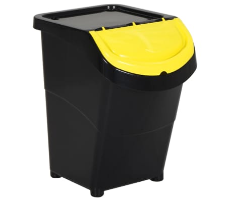 vidaXL Sukraunamos &scaron;iuk&scaron;liadėžės su dangčiais, 3vnt., juodos, PP, 120l