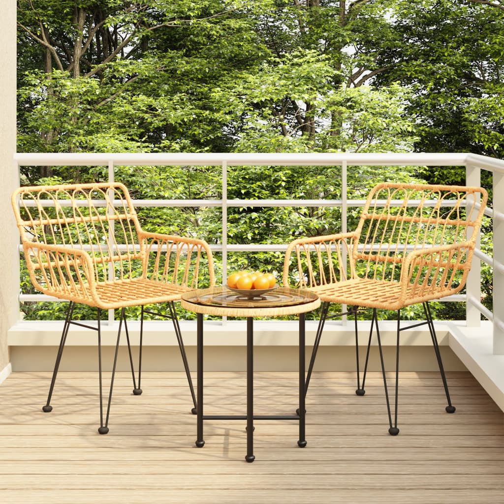 vidaXL 3-tlg. Garten-Essgruppe Poly Rattan