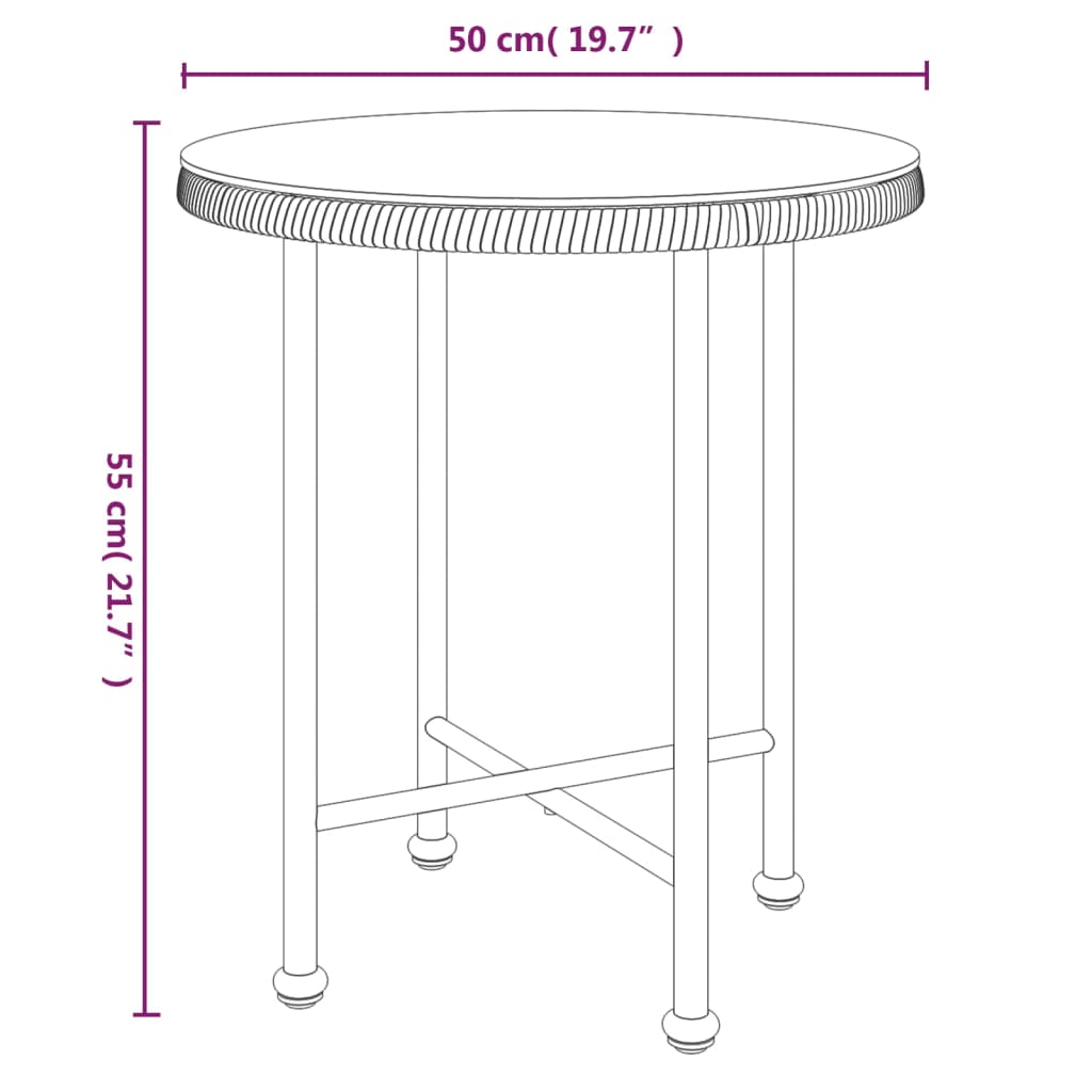 Set mobilier de grădină, 3 piese, negru, poliratan