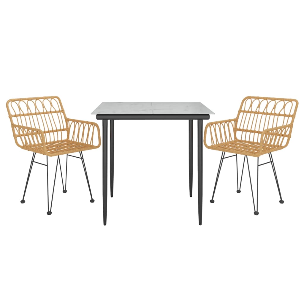 vidaXL 3-delige Tuinset poly rattan afbeelding