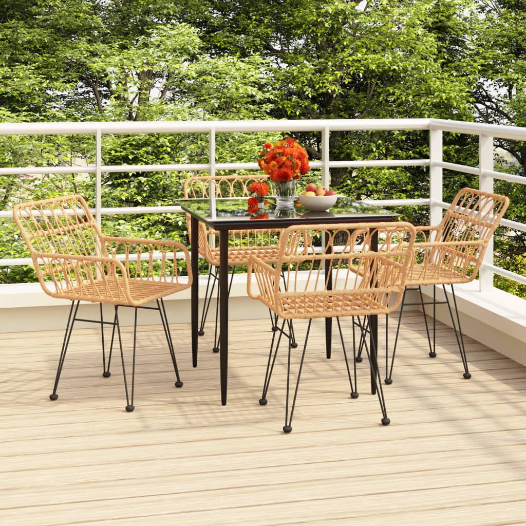 vidaXL 5-tlg. Garten-Essgruppe Poly Rattan