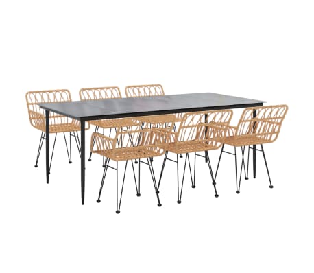 vidaXL Ensemble &agrave; manger de jardin 7 pcs R&eacute;sine tress&eacute;e