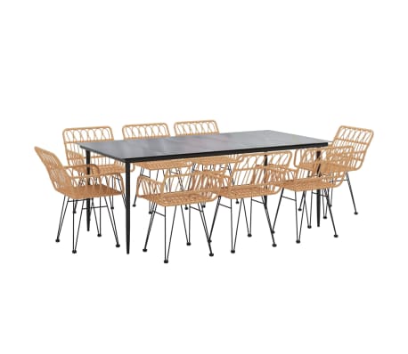 vidaXL Ensemble &agrave; manger de jardin 9 pcs R&eacute;sine tress&eacute;e