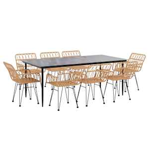 vidaXL Ensemble &agrave; manger de jardin 9 pcs R&eacute;sine tress&eacute;e