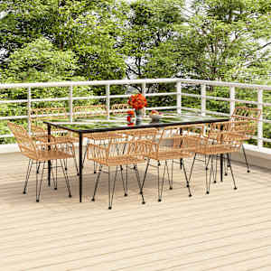 9dílný zahradní jídelní set polyratan