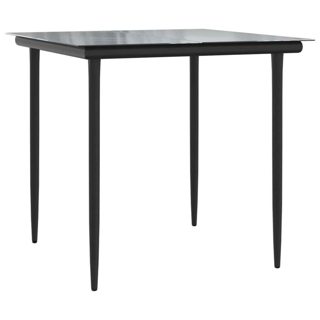 Set mobilier de grădină, 3 piese, negru, poliratan