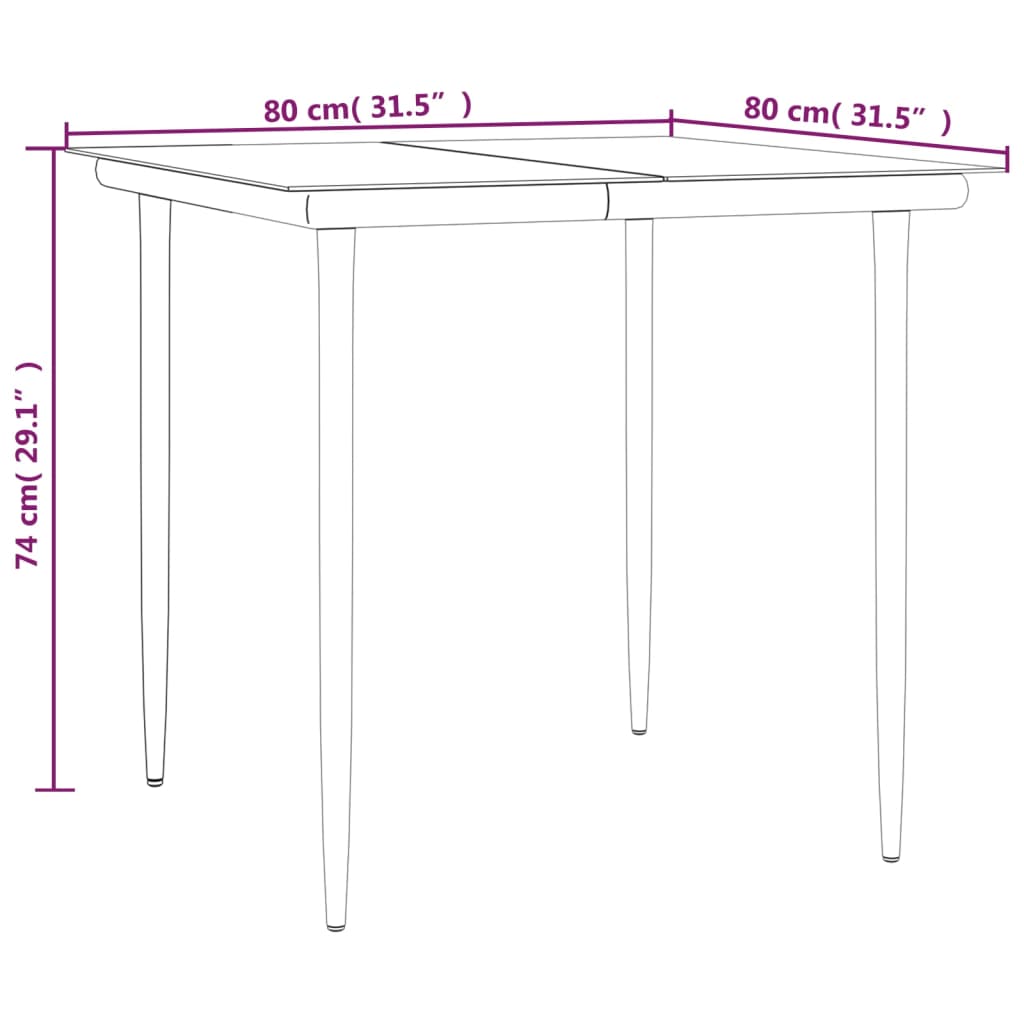 Set mobilier de grădină, 3 piese, negru, poliratan