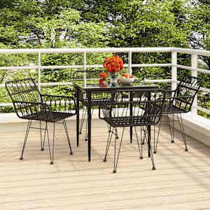 Vrtna jedilna garnitura 5-delna črn poli ratan