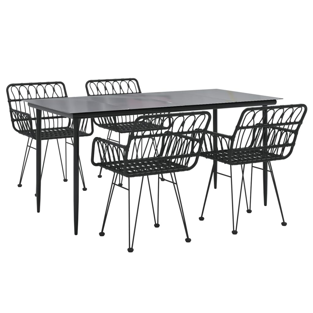 vidaXL 5-delige Tuinset poly rattan zwart afbeelding