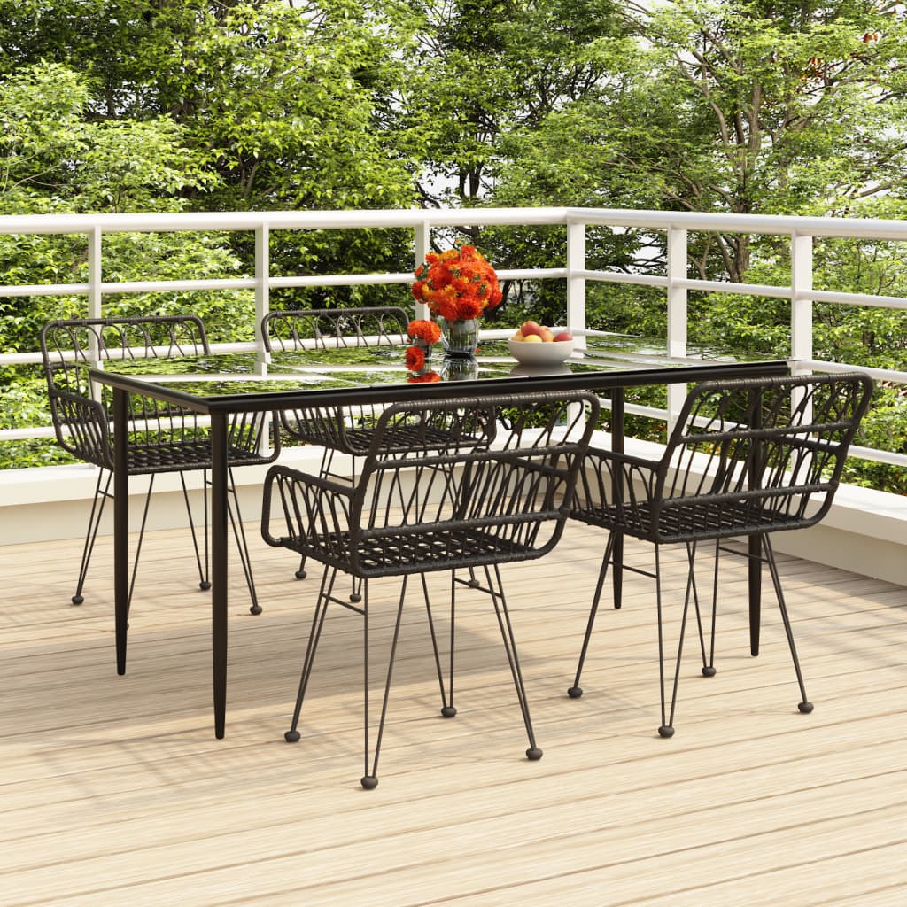 vidaXL Set mobilier de grădină, 5 piese, negru, poliratan