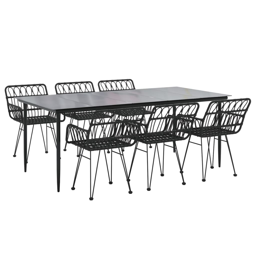 vidaXL 7-delige Tuinset poly rattan zwart afbeelding