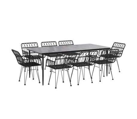 vidaXL 9-delige Tuinset poly rattan zwart