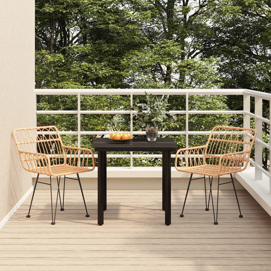 vidaXL Set mobilier de grădină, 3 piese, poliratan