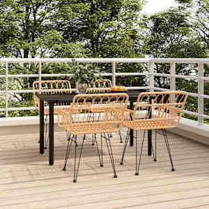 Vrtna jedilna garnitura 5-delna črn poli ratan