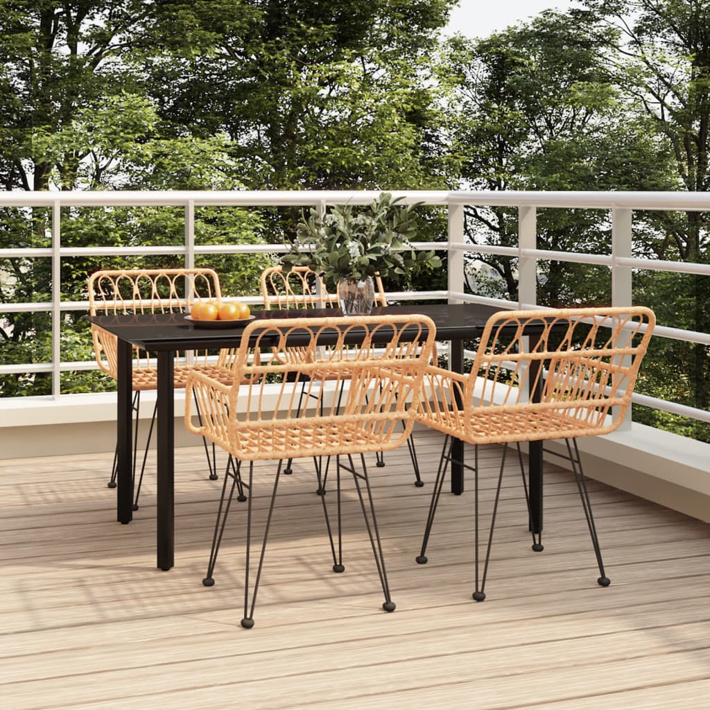vida XL 5-tlg. Garten-Essgruppe Poly Rattan