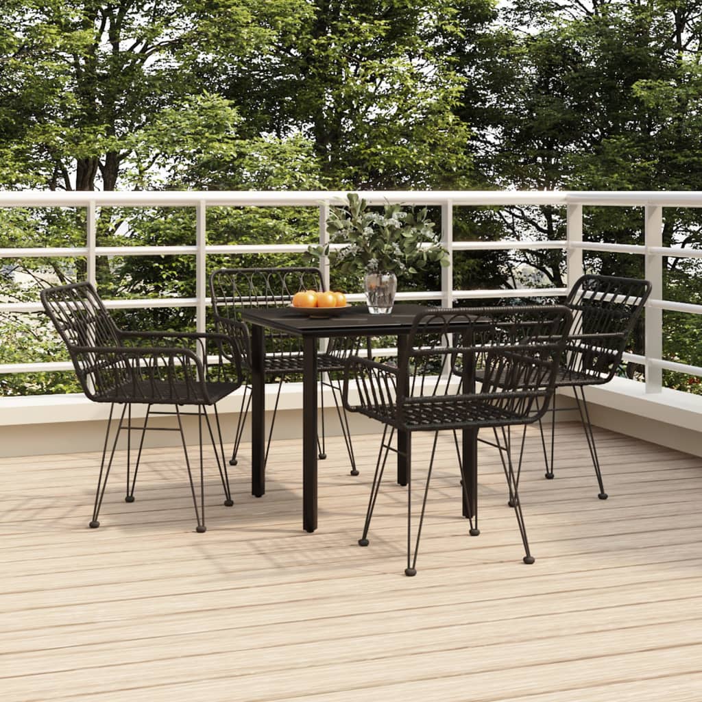 vidaXL Set mobilier de grădină, 5 piese, negru, poliratan