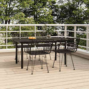 Vrtna jedilna garnitura 5-delna črn poli ratan