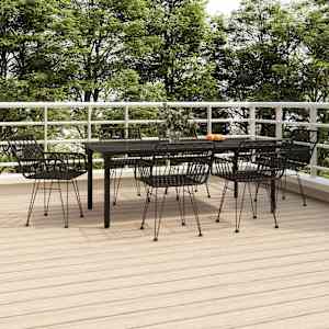 Vrtna jedilna garnitura 7-delna črna poli ratan