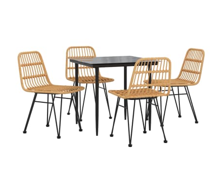 vidaXL 5 Piece Garden Dining Set Poly Rattan