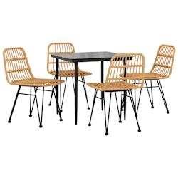 vidaXL 5 Piece Garden Dining Set Poly Rattan