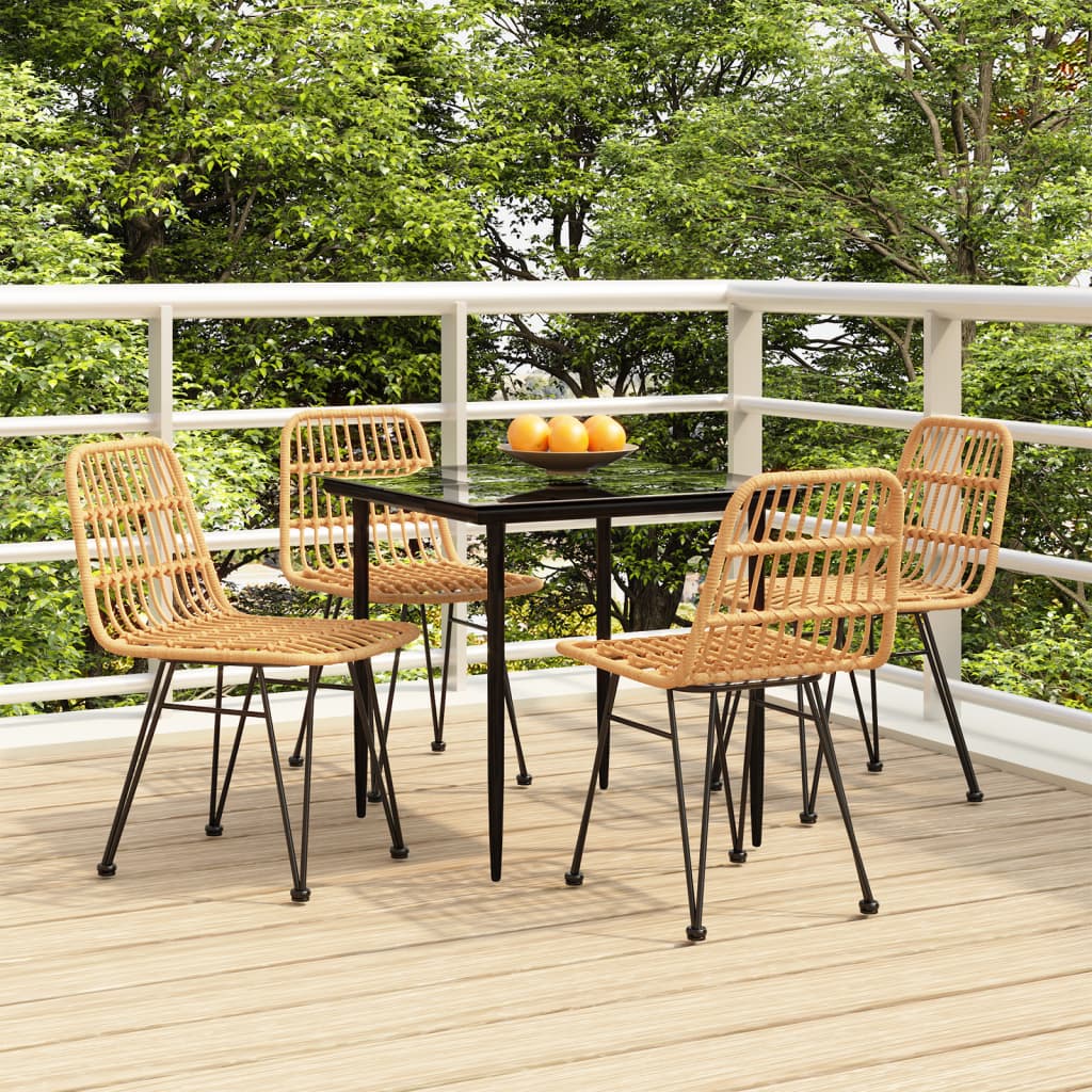 vidaXL 5-tlg. Garten-Essgruppe Poly Rattan