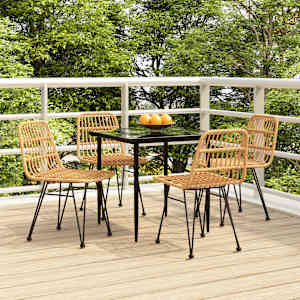 Vrtna jedilna garnitura 5-delna črn poli ratan