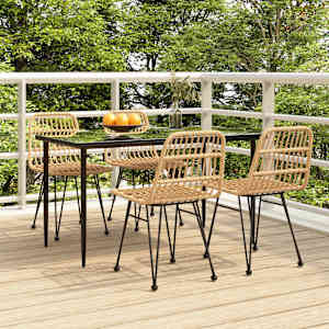 Vrtna jedilna garnitura 5-delna črn poli ratan