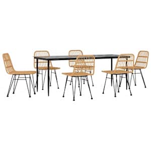 vidaXL Ensemble &agrave; manger de jardin 7 pcs R&eacute;sine tress&eacute;e